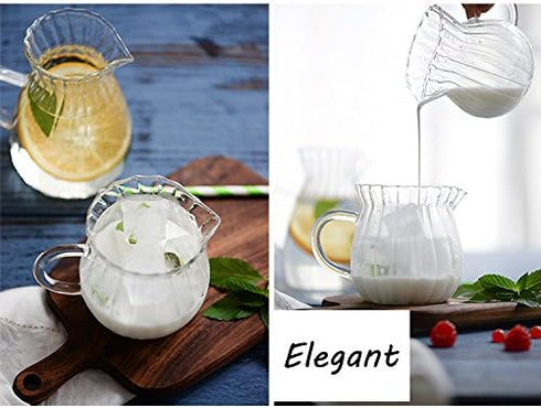 CHOOLD Creative Embossed Stripe Clear Crystal Glass Creamer Jug for Kitchen (4/5.5/9/12oz)...