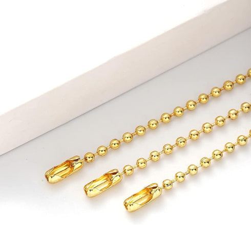 150 Pcs 100mm 4-Inch Bead Chain, 2.4mm Diameter With Ball Connector Clasp Keychain Rings Metal Nickel Dog Tag Chain (Gold)...