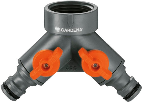 Gardena 36938 Garden Hose Y-Valve With Flow Control Valves, Connect 2 Hoses to 1 Tap, Made in Germany...