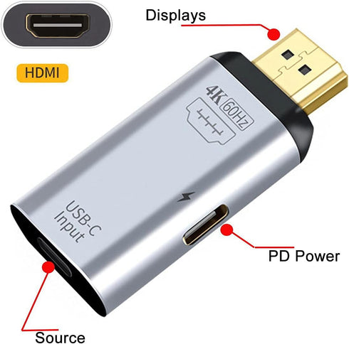 xiwai 100W 10Gbps Cable & USB-C Type C Female Source to HDMI Sink HDTV & PD Power Adapter 4K 60hz 1080p for Phone & Laptop...