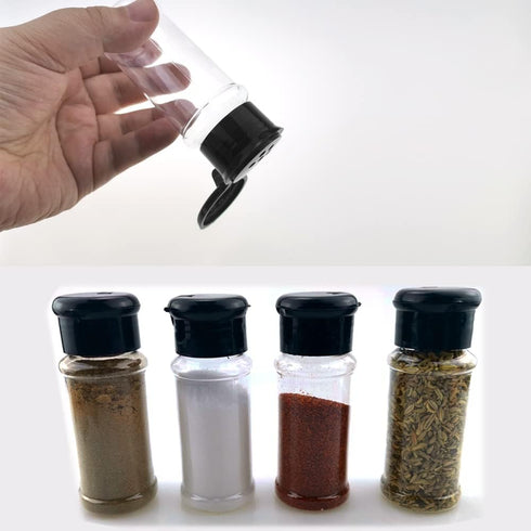 3 OZ Plastic Spice Jars Bottles with Black Sifter Caps Seasoning Jars Set Shaker Lids for Condiment Storing Spice...
