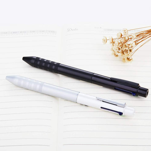 DUNBONG Multi Color Pen white 4 In 1 Multi function Pen with Black, Blue, Red, Green, Metal Gel Ballpoint Pen, 1-Count (White)...