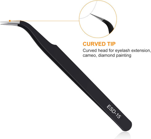 9PCS Precision Tweezers Set, Upgraded Anti-Static Stainless Steel of Tweezers, for Electronics, Soldering, Laboratory Work, Jewelry-Making, Model,...