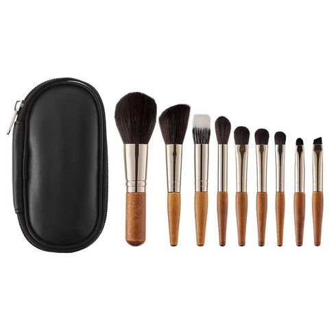 Unaone 9 Piece Makeup Brushes Set, Professional Travel Small Makeup Brushes with PU Makeup Brush Bag, Portable Cosmetics Brushes for Eyeshadow, Po...