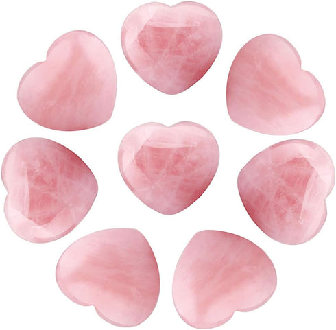SUNYIK Assorted Natural Gemstones Carved Puff Heart Pocket Stone Set, Healing Palm Crystal Set for Christmas, Pack of 8(1")...