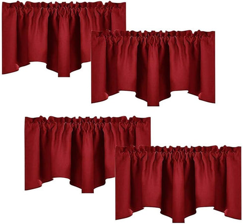 NICETOWN Burgundy Red Blackout Valances, Thermal Insulated Elegant W52 x L18 Scalloped Rod Pocket Curtains Small Window Treatment Tiers Home Decor...