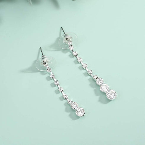 JAKAWIN Bride Silver Bridal Necklace Earrings Set Crystal Wedding Jewelry Set Rhinestone Choker Necklace for Women (Set of 3) (NK143-3)...