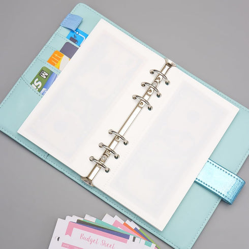 2 Sets Side Open Cash Envelope No Tabbed White PP Cash Wallet for Personal A6 Budget Journal 6-Hole Budget Sheet Pockets Folder for Budgeting Bind...