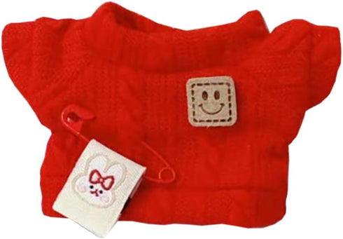 niannyyhouse 10cm Plush Doll Clothes Cartoon Pattern Knit Sweater Dolls Accessories Dress Up (Red)...