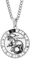 Stainless Steel Zodiac Constellation Emblem Round Shaped Wedding Birthday Holiday Pendant Necklace...