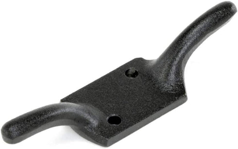 Renovators Supply Manufacturing Cleat Hooks 4 in. Black Wrought Iron Cord Rope Holder for Window Blinds or Flagpoles with Screws...