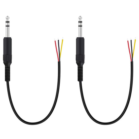Fancasee 2 Pack Replacement 6.35mm Male Plug to Bare Wire Open End TRS 3 Pole Stereo 1/4" 6.35mm Plug Jack Connector Audio Cable for Microphone Sp...