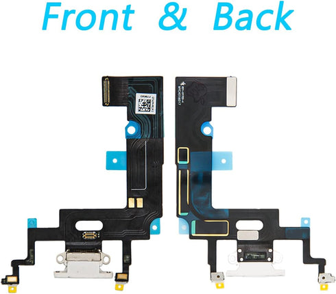 Replacement Charging Port USB Dock Connector Assembly Flex Cable with Tool Kit LCD Adhesive Tape for iPhone XR 6.1 Inch White...