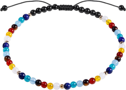 Jewever 7 Chakra Beach Anklet Bracelet for Women Foot Crystals and Healing Stones Balance Yoga Meditation Worry Stone Strand (8.5-10 Inches)...