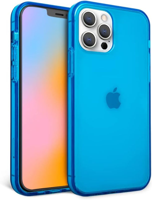 FELONY CASE - iPhone 13 Pro Max Neon Blue Clear Protective Case, TPU and Polycarbonate Shock-Absorbing Bright Cover - Crack Proof with a Gloss Fin...