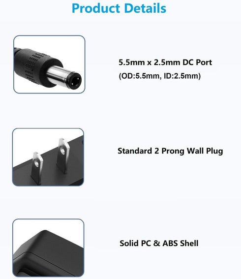 3V 1A Power Adapter Supply 3W AC/DC Adapter 100-240V 50/60Hz to DC 3V 1A Power Supply Transformer with 5.5mm x 2.5mm US Plug for Mini Fan Speaker ...