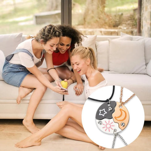 Best Friends BFF Necklaces for 3 Friendship Besties Gifts for Best Friend Anniversary Birthday Gifts for Women Soul Sisters Graduation Gift for Fr...