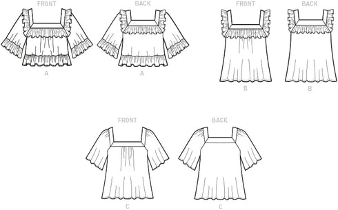 McCall's Misses' Square Neck Top Sewing Pattern Kit, Code M8202, Sizes L-XL-2XL, Multicolor...