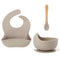 Ginbear Baby Bowls with Suction First Stage, Silicone Bibs, Baby Feeding Spoons, Baby Led Weaning Supplies for Ages 6 Months+ (Almond)...