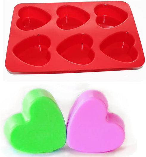 X-Haibei Love 6 Heart Shape Silicone Mold Lotion Bars Soap Moulds Cake Muffin Baking Deep Cavity 4oz per Cell...