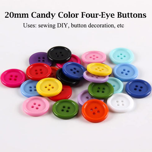 AKOAK 50 Pcs/Set 20mm DIY Button Colorful Candy Color Four-Eye Children's Clothing Buckle Work Clothes Button (Fluorescent Green)...