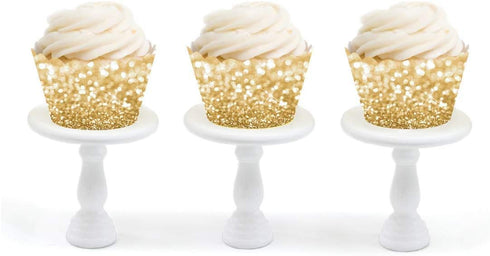 Andaz Press Glitzy Faux Gold Glitter Cupcake Wrapper Decorations, 24-Pack, Not Real Glitter Gold Cupcake Holder Gold Cupcake Wrappers Cupcake Slee...