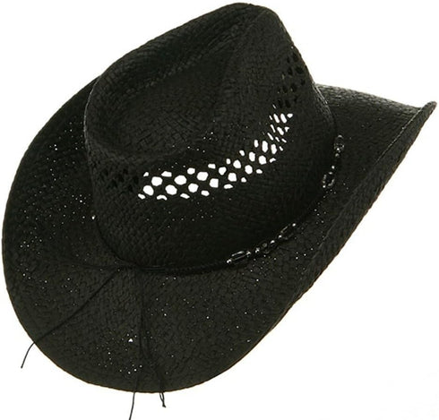 MG Womens Straw Outback Toyo Cowboy Hat, Black...