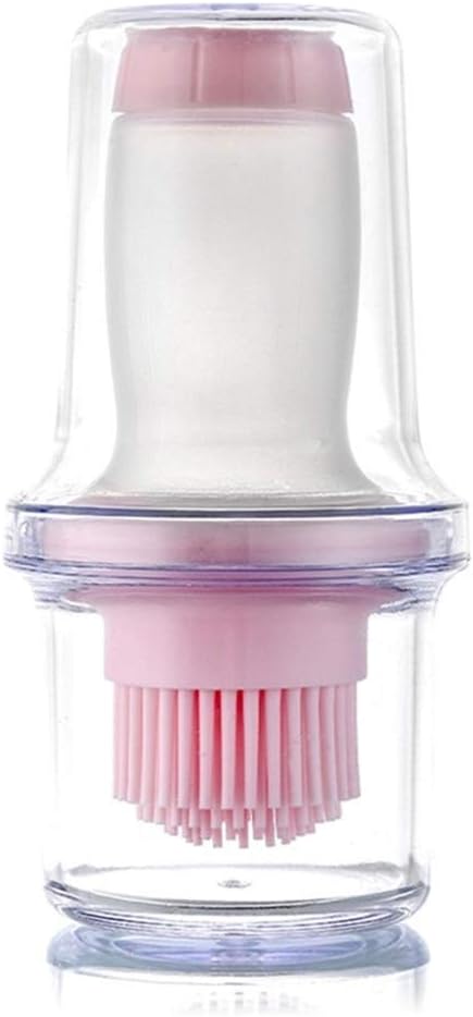 AKOAK 1 Pack Silicone Pressing Oil Bottle Brush with Lid Baking Sauce Bottle Salad Dressing Bottle Barbecue Sauce Brush Oil Pot Home Kitchen Oil B...
