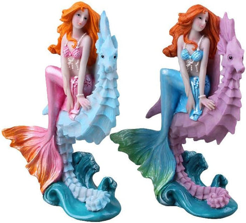 Aquarium Ornament - Seahorse Mermaid Decorations,Fish Tank Supplies Accessories,Mermaid Gifts for Girls, Mediterranean Princess Statue Home Decora...