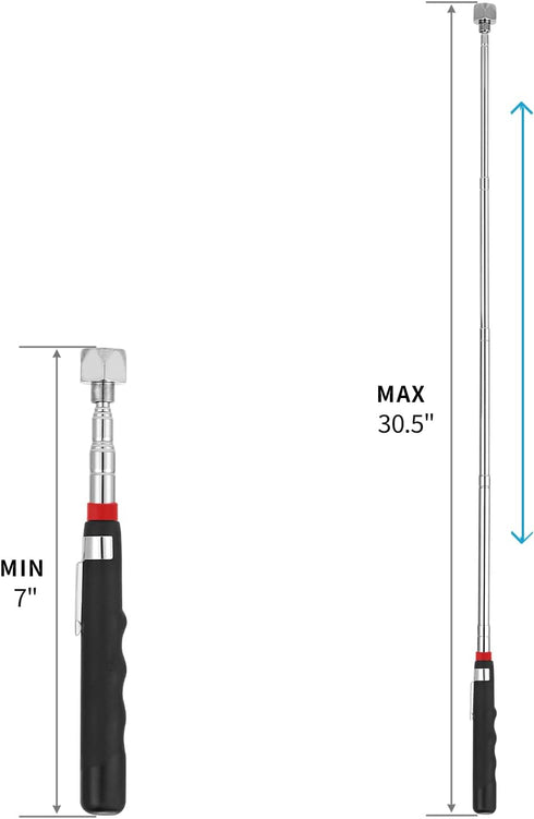 Rechabite 4 Pieces 20LBs Telescoping Magnetic Pickup Tool, with Pen Clip Design, Magnet Stick Rod Extendable 7" to 30.5" for Men, Birthday, Father...
