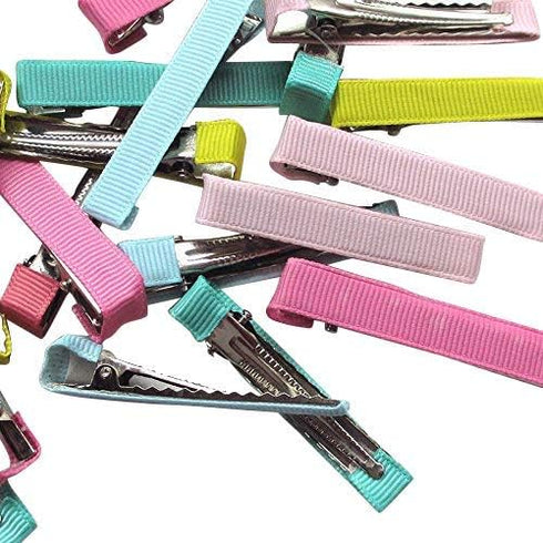 Chenkou Craft Assorted 40pcs Prong Hair Clips Hair Pin Covered Grosgrain Ribbon DIY Hair Jewelry Craft 2" (50x8 mm)...