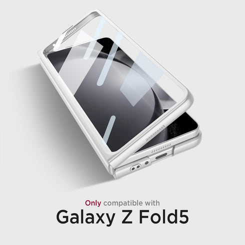 Miimall for Fold 5 Case with Screen Protector, Skin-Touch Texture HD Screen Protector Slim Case for Z Fold 5 - Silver......