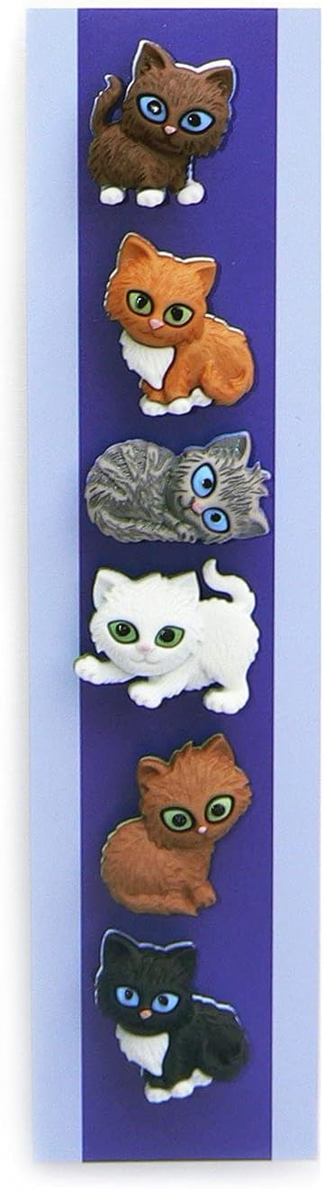Cat Wine Charms or Drink Glass Markers - Magnetic - Great Birthday or Hostess Gift for Cat Lovers - Set of 6 Cute Kitty Glass Identifiers...