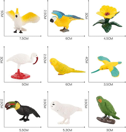 10 Pcs Simulated Bird Animals Parrot Model Figure Toys, Realistic Flamingo Birds Figurine Collection Playset Cake Toppers Gift for Kids Educationa...