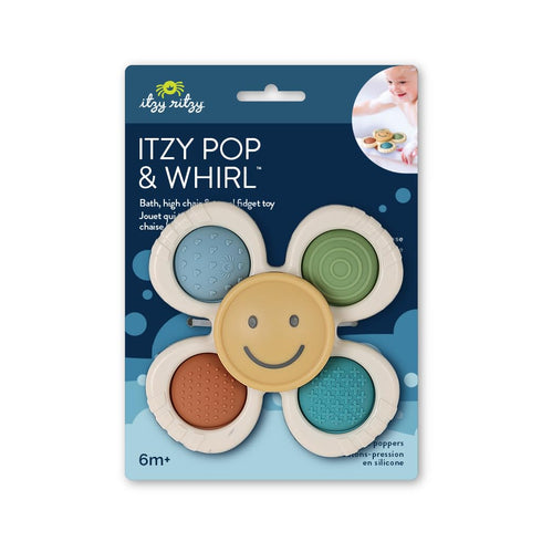 Itzy Ritzy Fidget Toy with Sensory Poppers & Suction Cup; Fidget Toy Sticks to Highchairs, Tables or Tubs While Spinning & Engaging Baby with 4 Te...