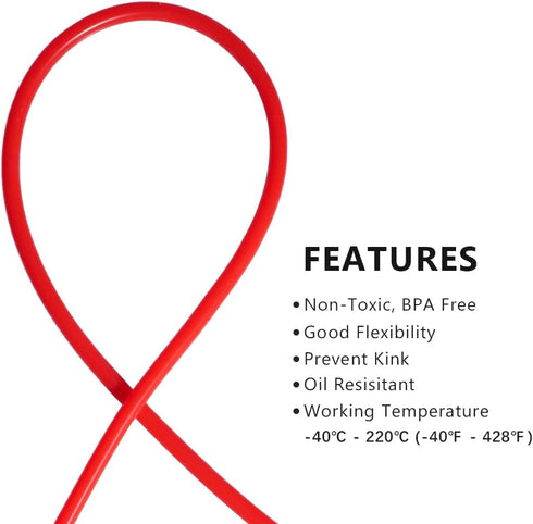 QuQuyi 3/8" (9mm) ID x 1/2" OD Silicone Vacuum Tubing Hose Red High Temperature Food Grade Pure Silicon Tube Air Hose Water Pipe for Pump Transfer...