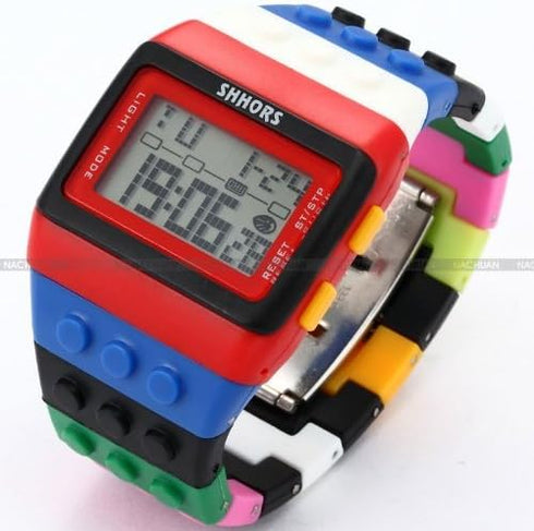 Rainbow Building Blocks Digital LED Light Ladies Men's Waterproof Sport Watch LED087...