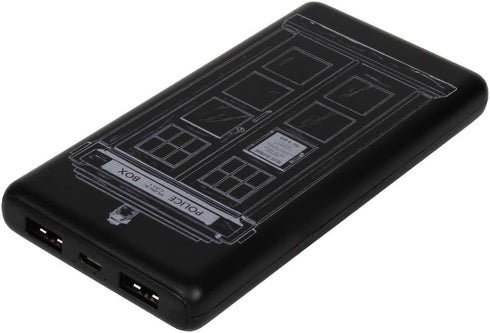 Doctor Who Phone Charger | Slim Pocket Sized 10,000mAh Power Bank with Tardis Design, 2 USB Outputs, 2.1A & 1A, Charges Two Devices, USB-A Chargin...