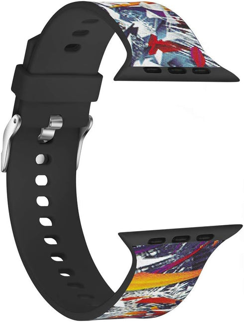 LS Apple Watch Band Compatible with 42mm/44mm/45mm , Soft Silicone Painted Pattern iWatch Band for Apple Watch Series 7 Series 6 Series SE Series ...