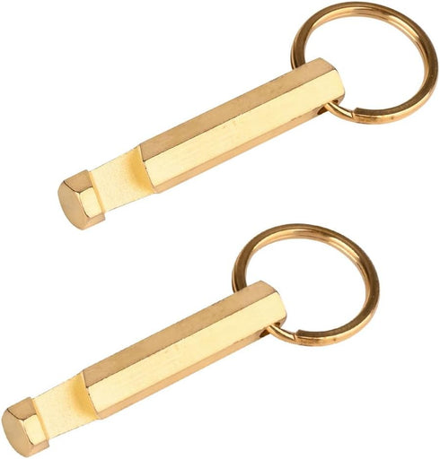 2PCS Solid Brass Keychain Beer Bottle Opener with Brass Key Rings Handcrafted in Brass Copper,?KPQ-502L?, small, Gold...