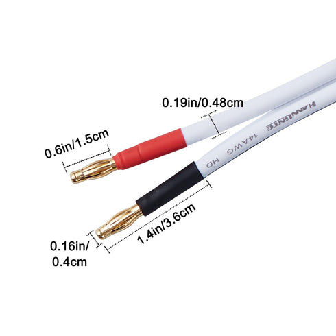 14 AWG HD Premium Soft Touch HiFi Speaker Cable with Banana Plugs (2 Pack, 6 Feet) 14 Gauge Banana Wire for Bi-Wire Bi-Amp HiFi Surround Sound Oxy...