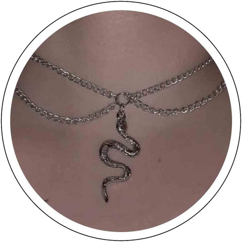 Punk Snake Pendant Necklace Choker Silver Layered Serpent Necklace Chain Gothic Snake Necklace Retro Snake Collar Necklace Jewelry for Women...
