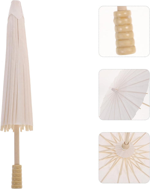 Toyvian 2 Pcs White Parasol Umbrella Chinese/Japanese Decorative Umbrella DIY White Paper Parasol Umbrella for Crafts, Photo Props (30cm, Random S...