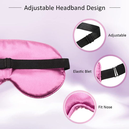 BBTO 4 Pcs Silk Sleep Eye Masks Smooth Soft Satin Eye Covers with Adjustable Strap Blindfold for Sleeping Blocking out Lights Travel Relaxation(Bl...