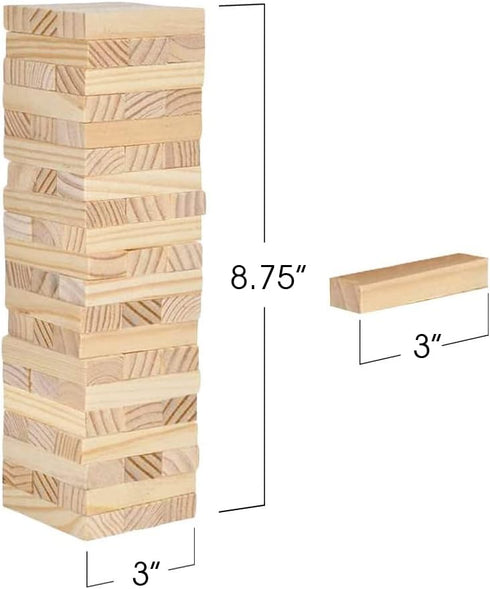 ArtCreativity Wooden Tower Game, Wood Tumbling Blocks Set with 54 Pieces, Fun Indoor Game Night Games for Kids, Adults & House Parties, Developmen...