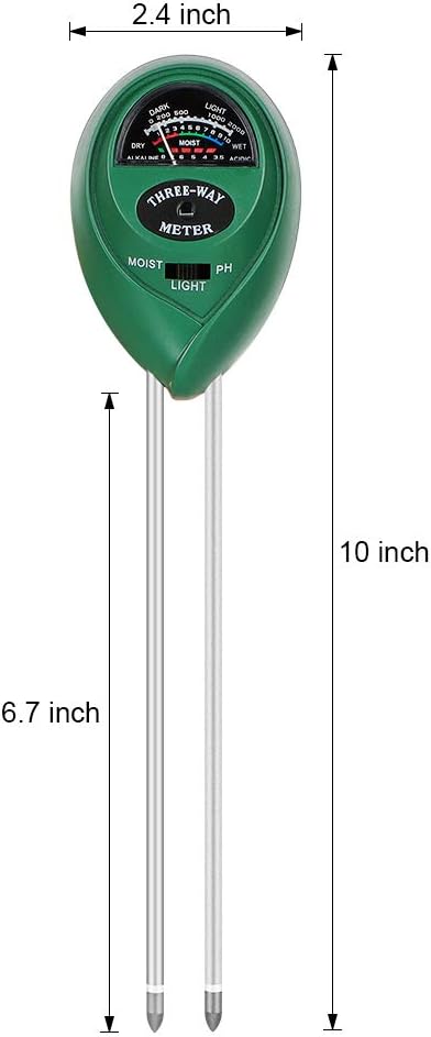 Soil pH Meter, 3-in-1 Soil Testing Kit with Moisture, Light and PH Tester for Plant, Vegetables,Garden, Farm, Lawn, Indoor & Outdoor (No Battery N...