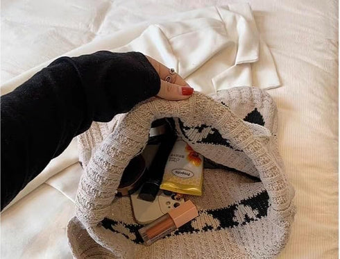 Women Crochet Tote Bag Cute Knit Shoulder Bag Aesthetic Purse Handbags for Shopping Travel Beach...