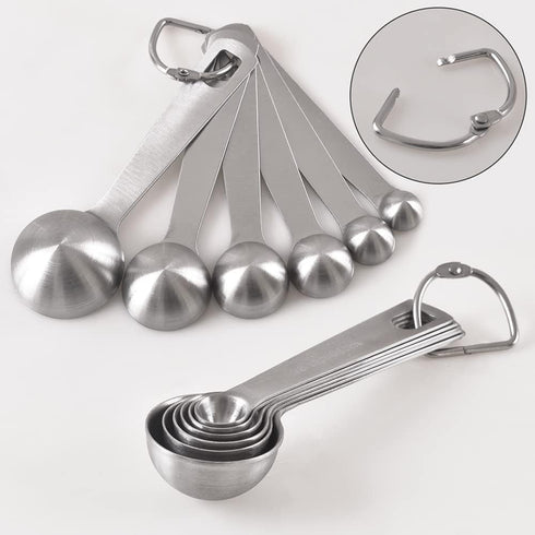 Newk 6 PCS Measuring Spoons, Stainless Steel Metal Kitchen Measuring Tools Set for Dry and Liquid Ingredients-1/8 tsp, 1/4 tsp, 1/2 tsp, 1 tsp, 1/...