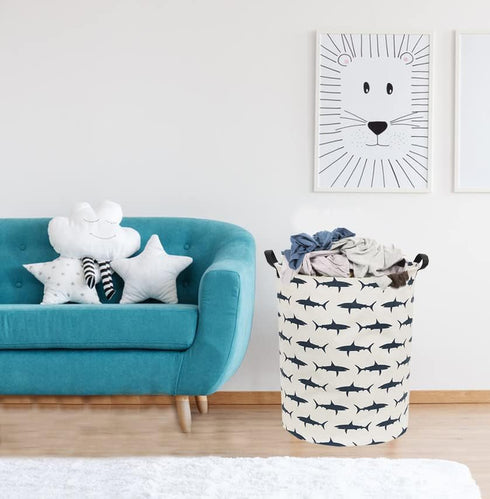 Kids Laundry Hamper,Canvas Shark Hamper Collapsible Boys Storage Baskets for Boys Room Decor,Nursery Hamper,Toy Organizer,(Shark)...