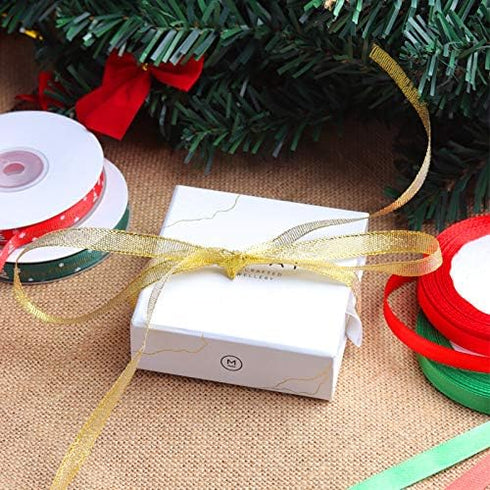 Merry Christmas Ribbons 2/5’’ Gift Ribbon for Gifts Wrapping 150 Yards Mix Designs Holiday Grosgrain Satin Ribbon Set Christmas Designs Crafts & S...